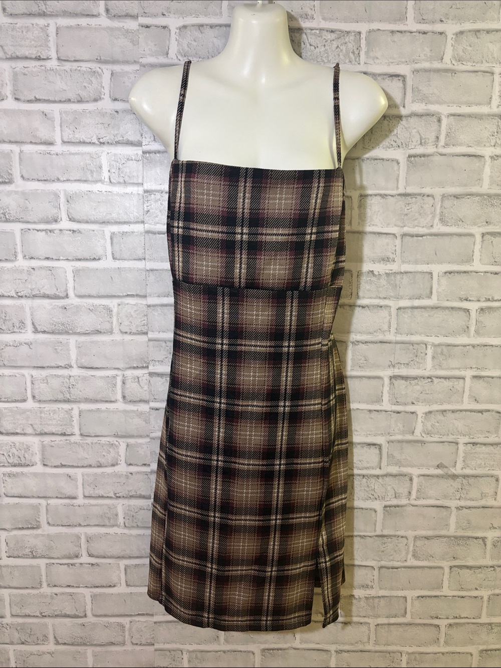 Aeropostale Brown and Black Square-Grid dress, XL
